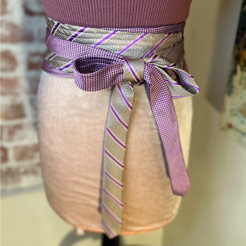 Purple Hand Crafted Obi Belt Upcycled Silk Ties C… - image 1